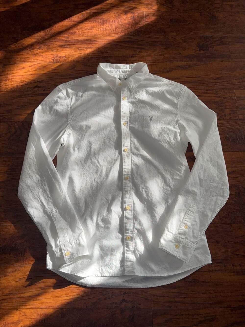 AllSaints Long Sleeve Button Down Shirt Size L White